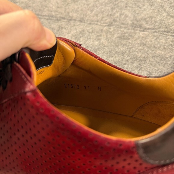 Magnanni Shoes Mens Size 11 Red Leather Perforated Low Top Casual Sneakers 21572 - Picture 15 of 15